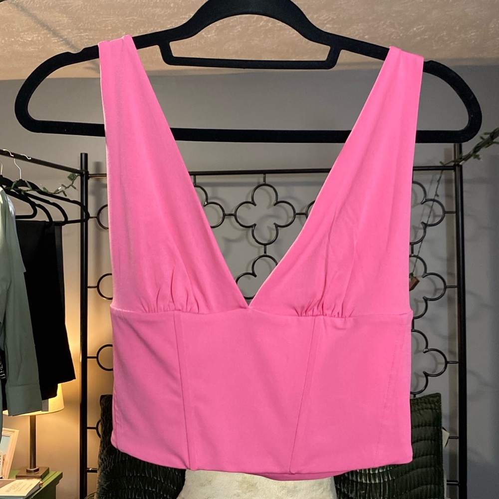 Corset Style Pink Crop Top